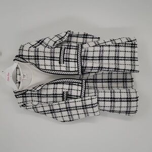 Toddler Girl 4-5 year old Black White Plaid Elegant Winter Dress Set